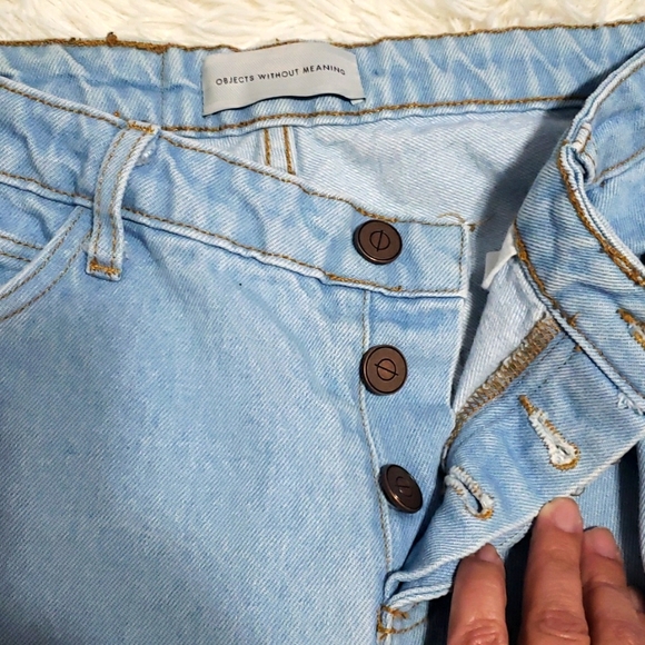 OBJECTS WITHOUT MEANING O-M Boy Boyfriend Boy Zip Cropped Jeans Size 29 - Picture 2 of 10